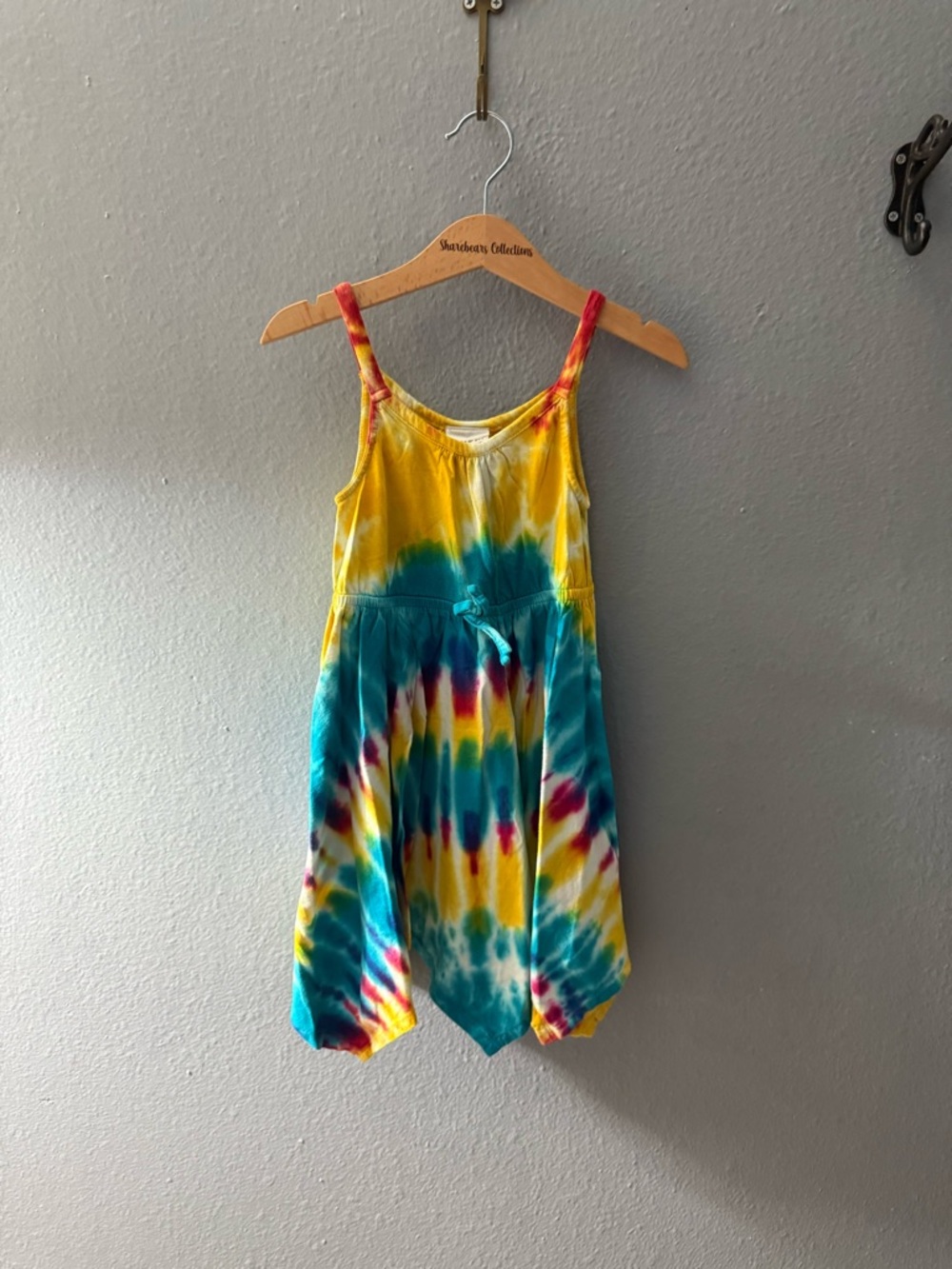 Maggie & Zoe Yellow, Teal & Red Tie-Dye Spaghetti Strap Dress